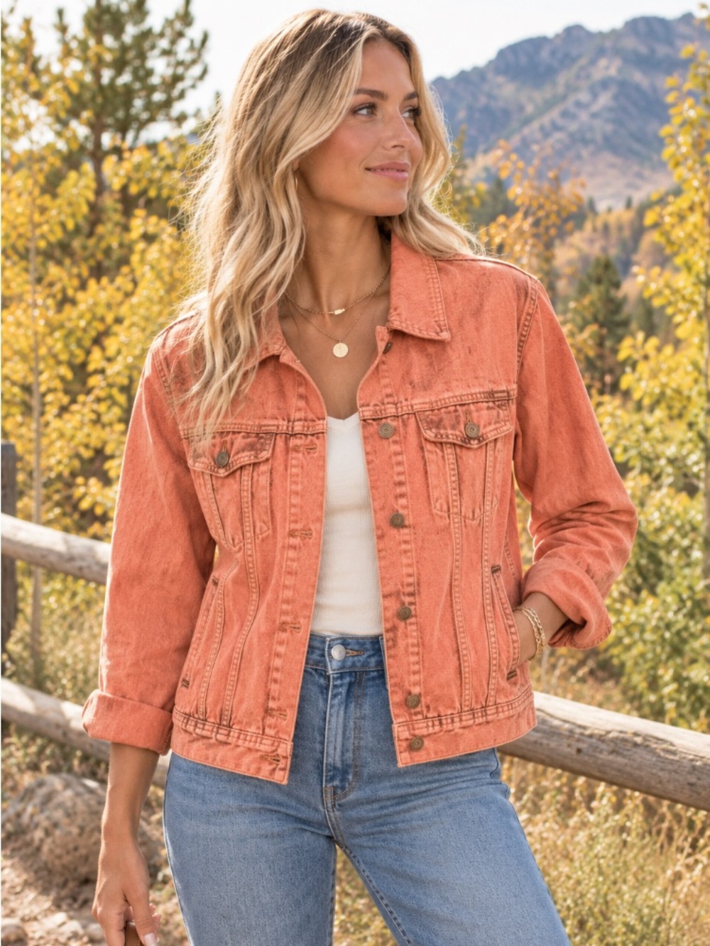 NWT Urban Renewal Vintage/Recycle/ Remade Collection Orange Denim Jacket